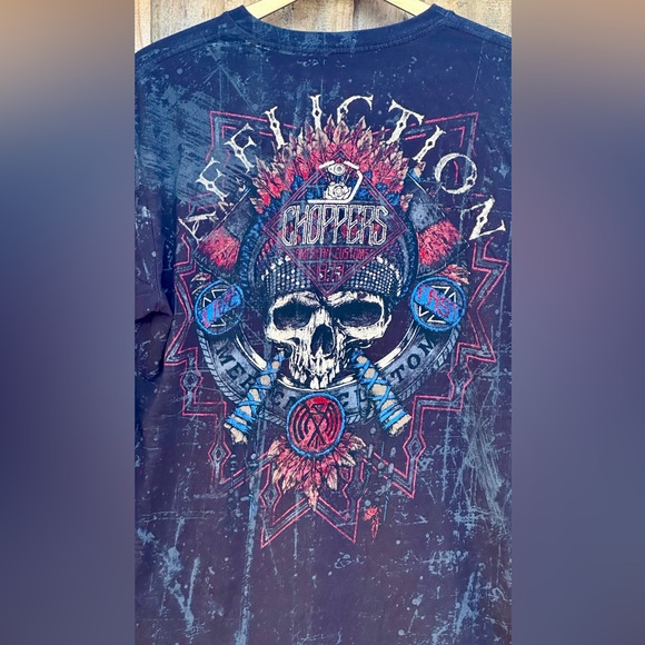 Affliction Black Men's T-Shirt Skull Choppers Size XL - Picture 5 of 8